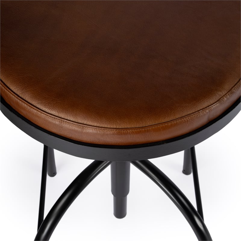 Butler Specialty Clyde Brown Leather Adjustable Bar Stool
