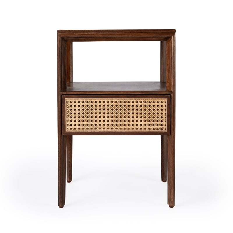 Butler Specialty Vardo Brown Wood 1 Drawer Cane Nightstand