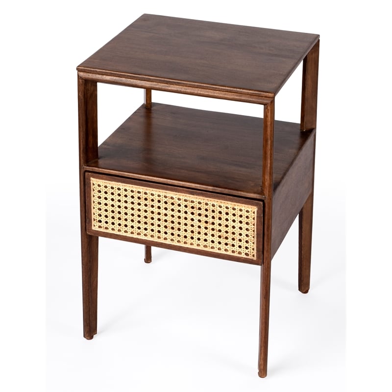 Butler Specialty Vardo Brown Wood 1 Drawer Cane Nightstand