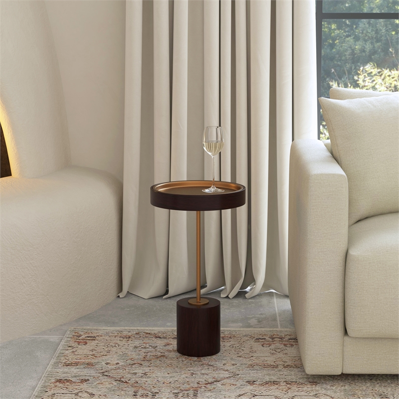 Butler Specialty Shen Gold & Brown  Pedestal Side Table