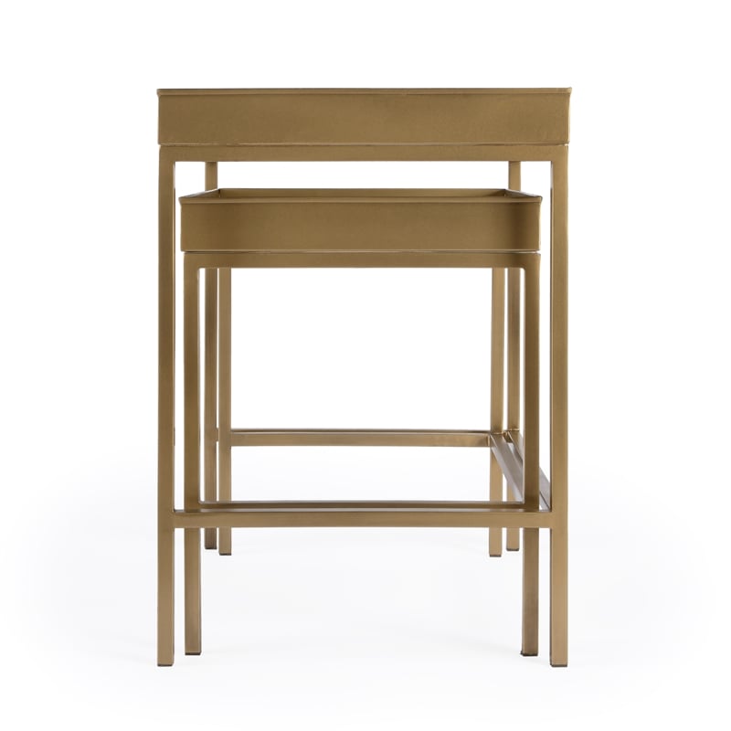 Lenny Gold 2 Piece Glass Nesting Tables