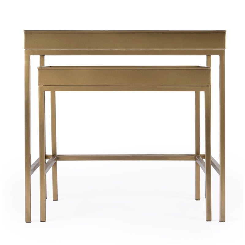 Lenny Gold 2 Piece Glass Nesting Tables