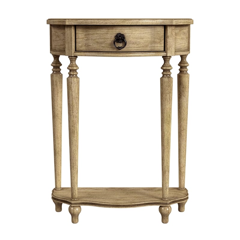 Ashby Demilune Antique Beige Console Table With Storage