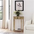 Ashby Demilune Antique Beige Console Table With Storage