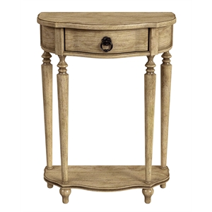 ashby demilune antique beige console table with storage