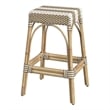 Butler Specialty Rattan Bar Stool Chair in Beige With Square Seat & Footrest