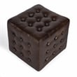 Leon Button Tufted Leather Ottoman