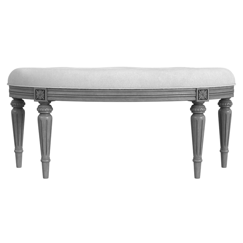 Tamara  Powder Gray Upholstered Demilune Bench
