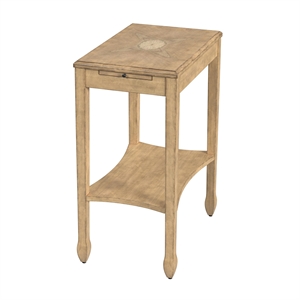 Butler Gilbert 12&quotW Rectangular Wood End Table with Pull-Out Tray - Beige