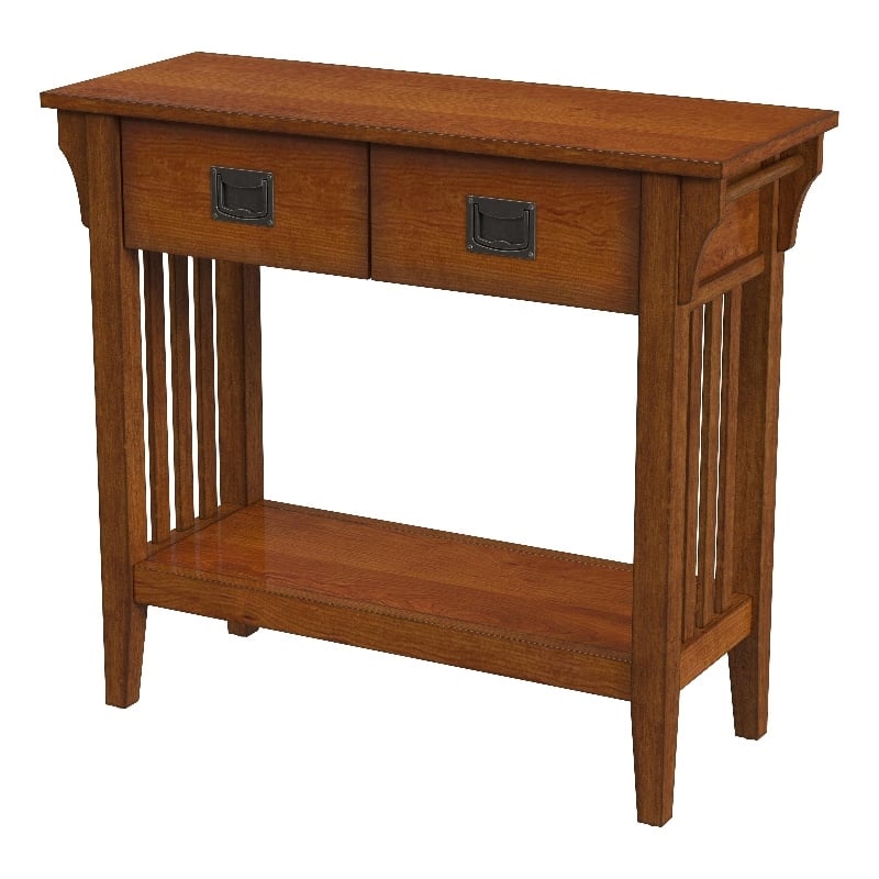 Larina Olive Ash Burl 2- Drawer Console Table