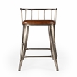 Coriander Iron & Leather Counter Stool - Brown