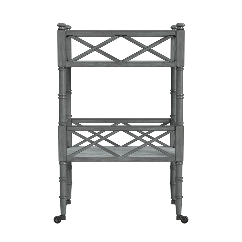 Foster Powder Gray 2 Tier Bar Cart