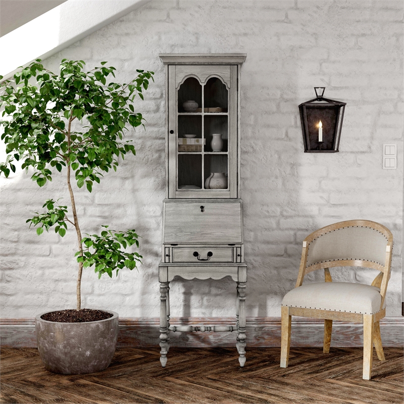 Butler Newlark 20 in. W Wood and Glass Traditional Secretary Desk - Powder Gray