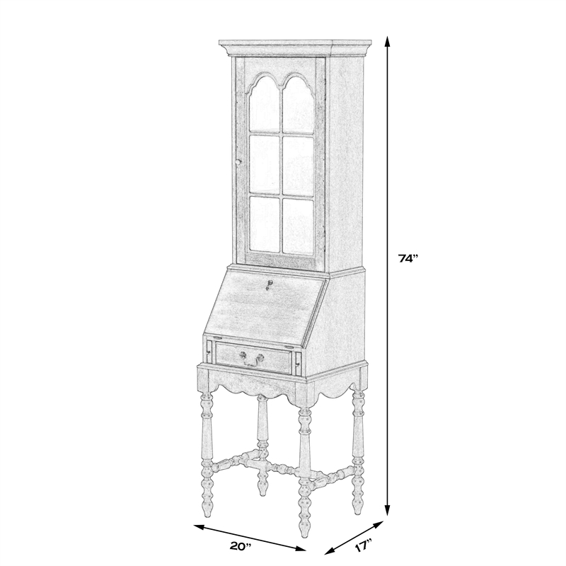 Butler Newlark 20 in. W Wood and Glass Traditional Secretary Desk - Powder Gray