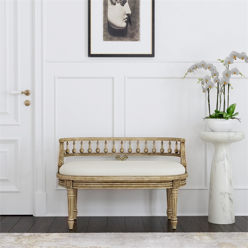 Hathaway Upholstered Bench - Antique Beige