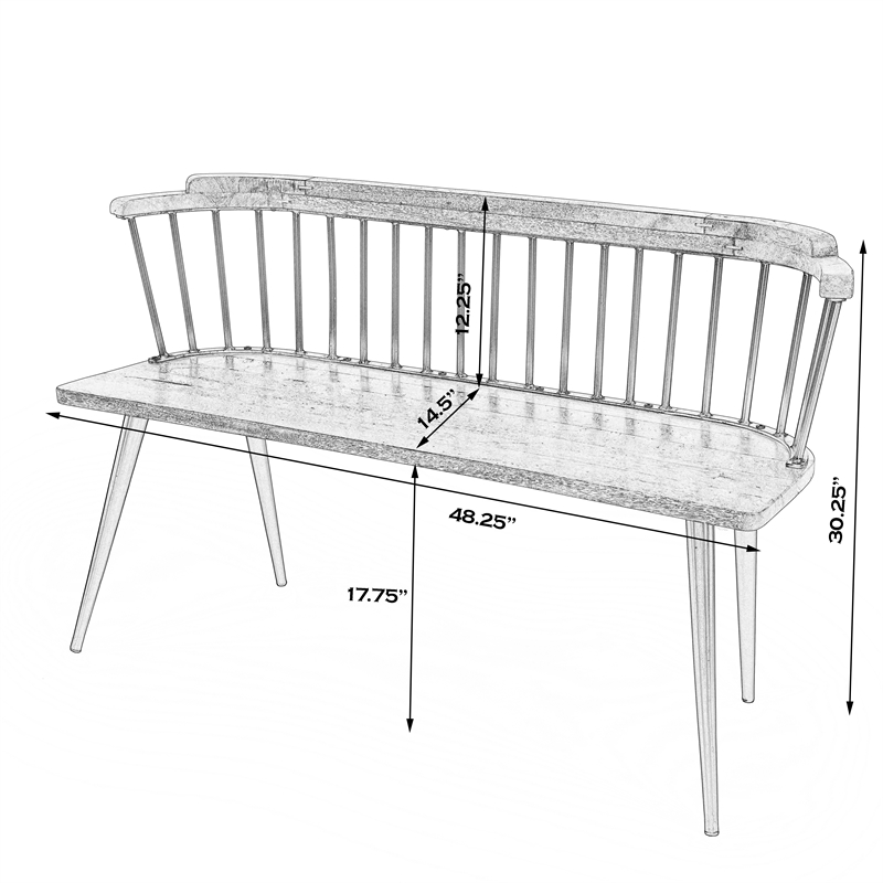 Butler Tempe Wood And Iron Spindle Back Bench - Black