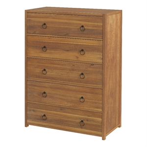 butler specialty company lark 5-drawer wood vertical dresser - natural