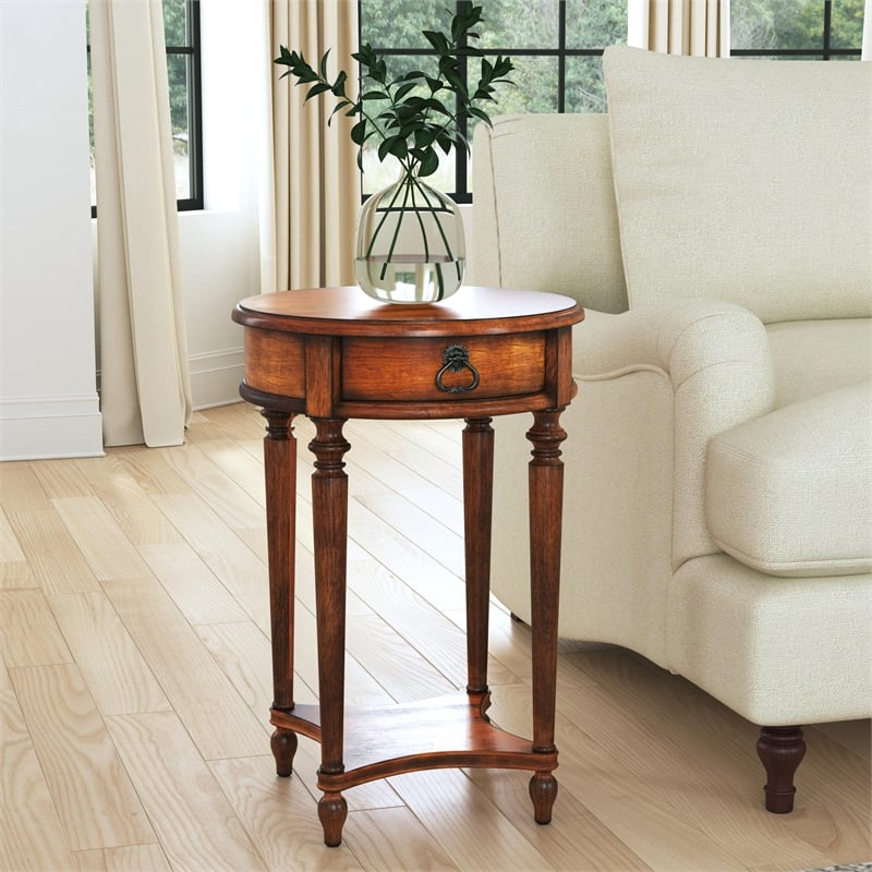 Butler Specialty Jules 1-Drawer Antique Cherry Round Accent Table
