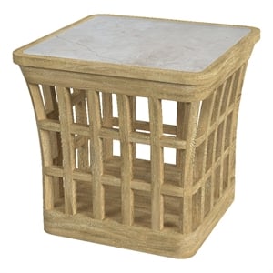 Butler Specialty Company Monhegan Outdoor Teak And Marble End Table - Natural