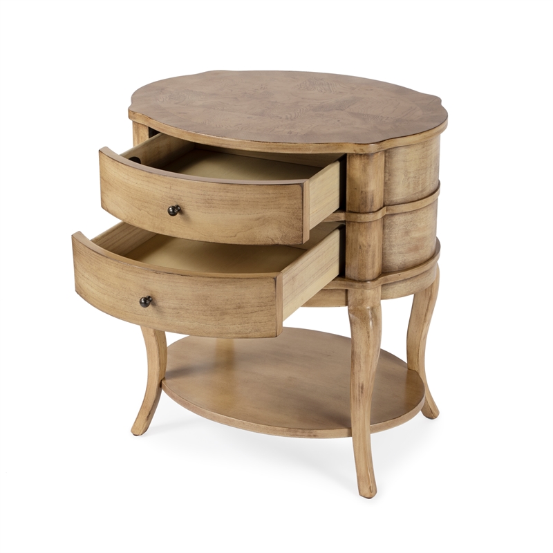 Butler Specialty Company Jarvis Oval 2-Drawer Side Table - Antique Beige