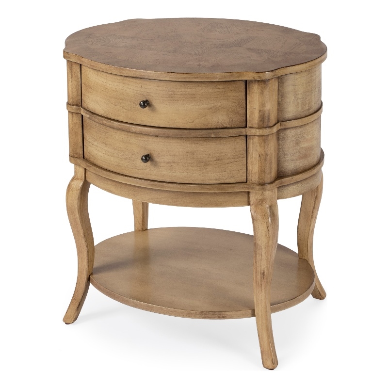 Butler Specialty Company Jarvis Oval 2-Drawer Side Table - Antique Beige