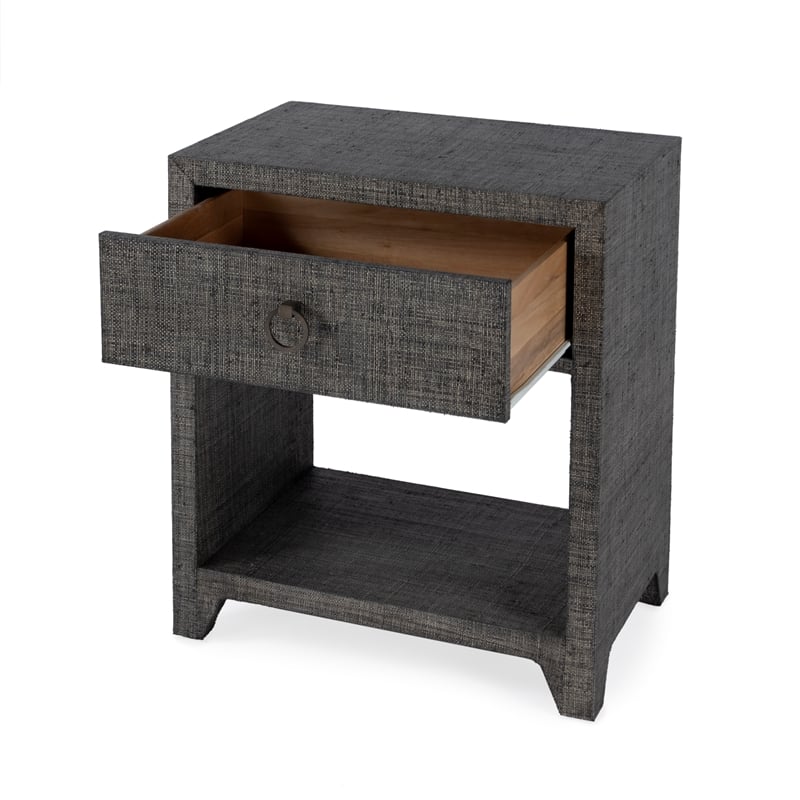 Butler Specialty Company Bar Harbor Raffia 1 Drawer Nightstand - Charcoal
