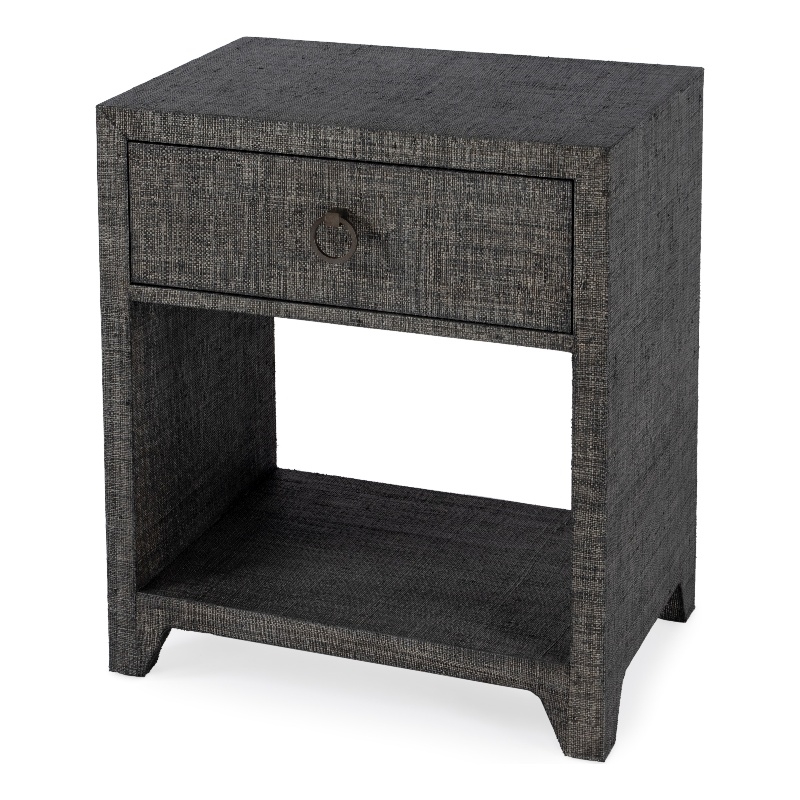 Butler Specialty Company Bar Harbor Raffia 1 Drawer Nightstand - Charcoal