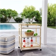 Butler Specialty Company Tobias Outdoor Rattan 3-Tier Bar Cart - Beige & White