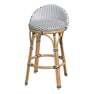 butler specialty tobias outdoor rattan low back counter stool - black and white