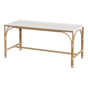 butler specialty company tobias outdoor rattan dining bench - beige and white