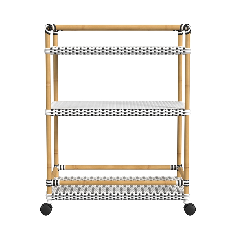 Butler Specialty Company Tobias Outdoor Rattan Bar Cart - Black And White