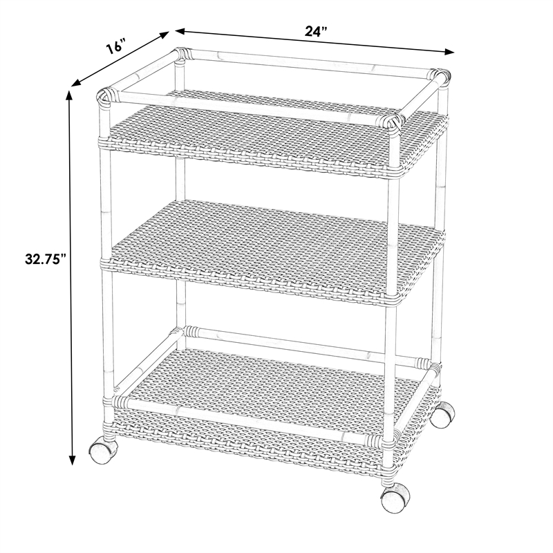 Butler Specialty Company Tobias Outdoor Rattan Bar Cart - Black And White