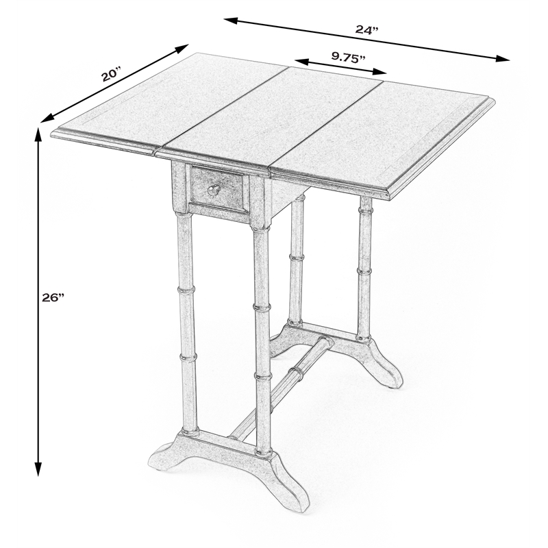 Butler Specialty Darrow Drop-Leaf Wood Side Table In Antique Beige