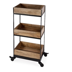butler specialty company fulham rustic 3-tier serving cart - natural mango