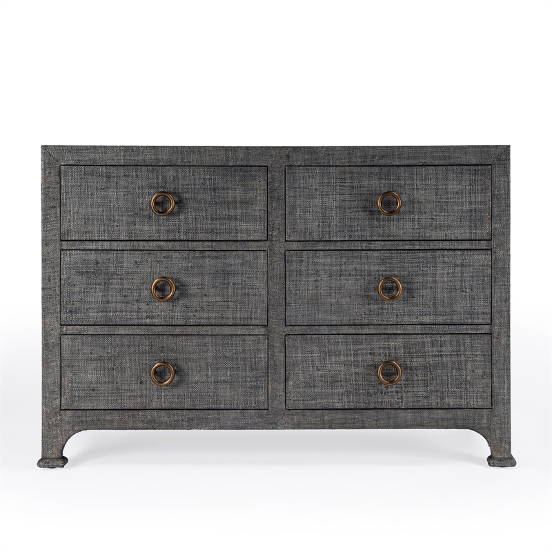 Butler Specialty Company Chatham Raffia 6 Drawer Dresser - Charcoal