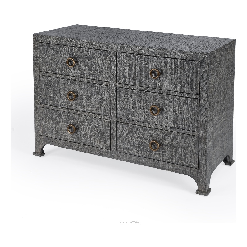 Butler Specialty Company Chatham Raffia 6 Drawer Dresser - Charcoal