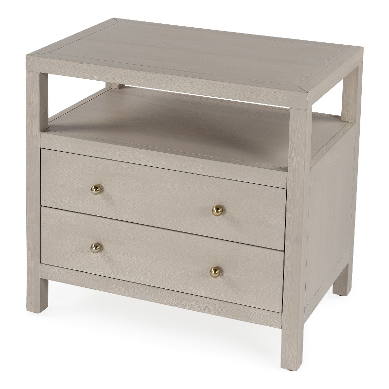 Nightstand Company Taupe Wood 2 Wide Drawer Nora Butler Specialty -