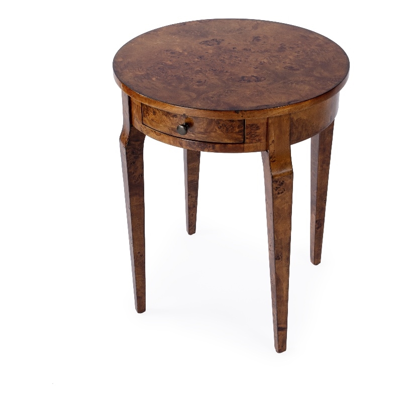 Butler Specialty Company Archer 1 Drawer Burl Wood Side Table Light