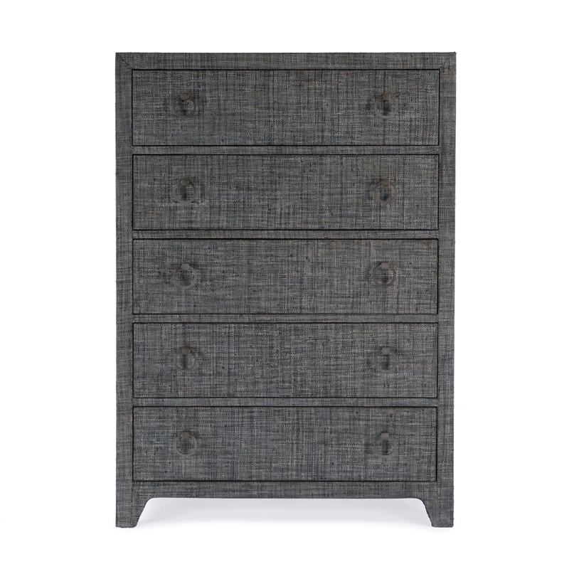Butler Specialty Company Bar Harbor 5 Drawer Raffia Dresser - Charcoal Gray