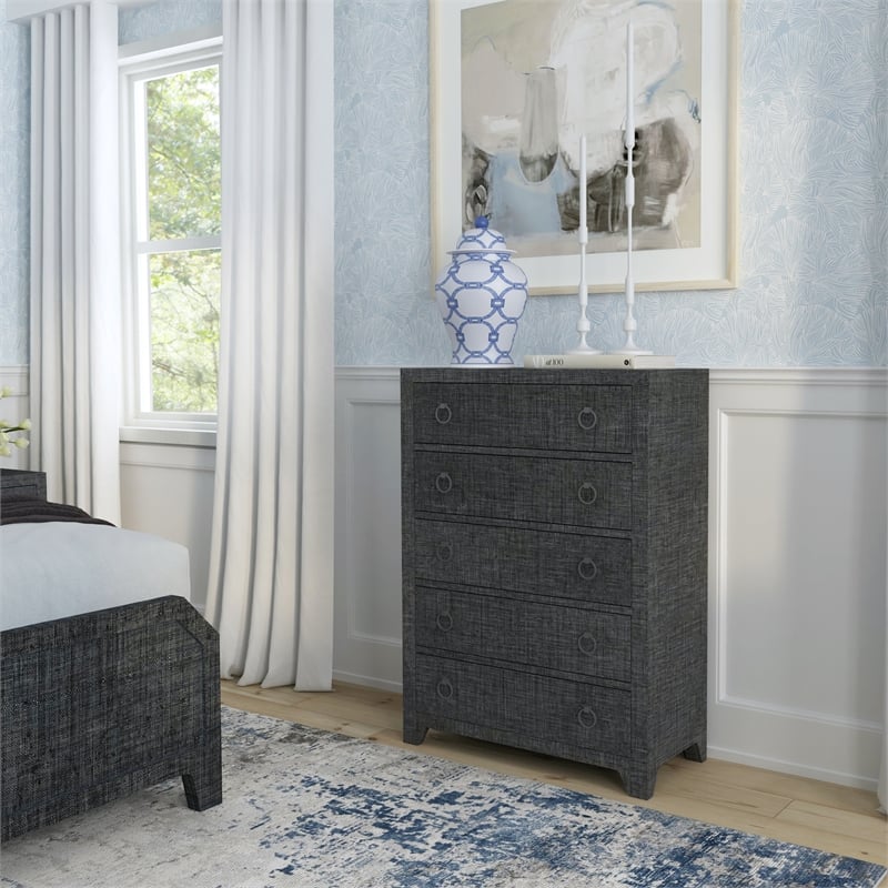 Butler Specialty Company Bar Harbor 5 Drawer Raffia Dresser - Charcoal Gray