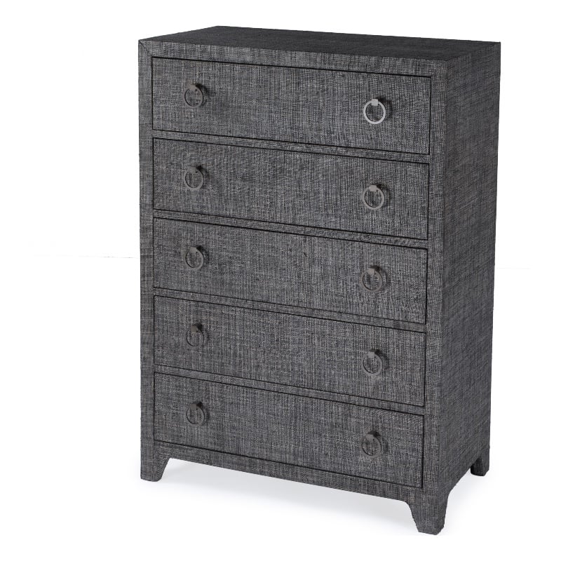 Butler Specialty Company Bar Harbor 5 Drawer Raffia Dresser - Charcoal Gray