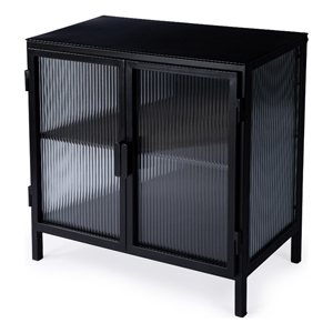 Butler Specialty Company Hoxton Ribbed Glass Accent Cabinet - Black Metal