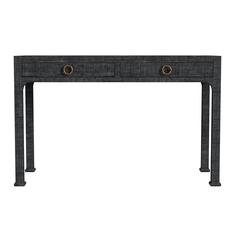 Butler Specialty Company Chatham Raffia And Wood 2-Drawer Desk - Charcoal Raffia