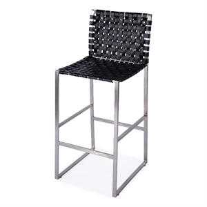Butler Specialty Company Urban Woven Leather Rectangular  28&quot Barstool - Black