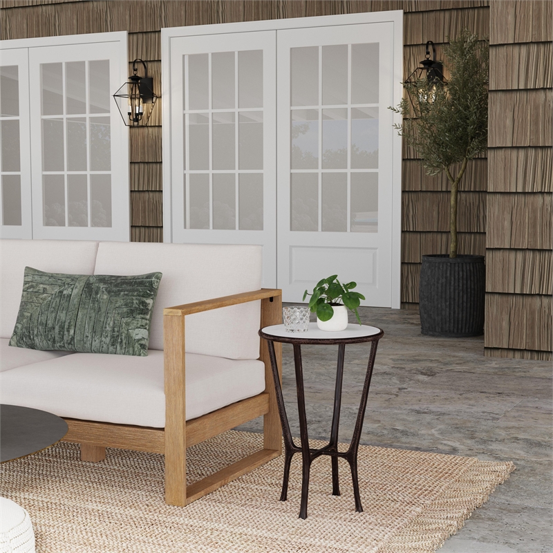 Butler Specialty Company Lania Outdoor Marble Side Table In Bronze