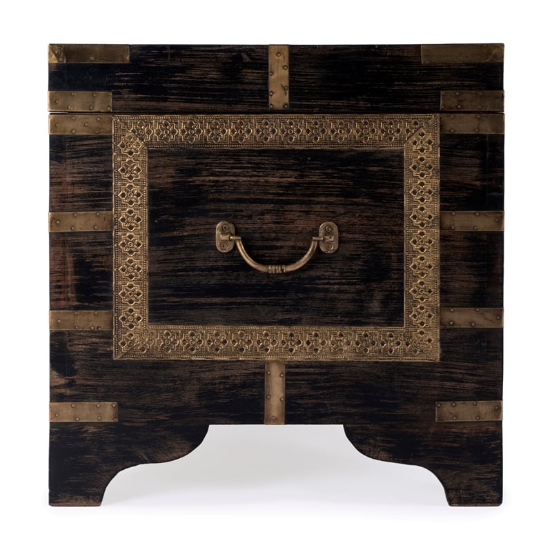 Butler Specialty Company Nador Brass Inlay Trunk Coffee Table - Antique Coffee