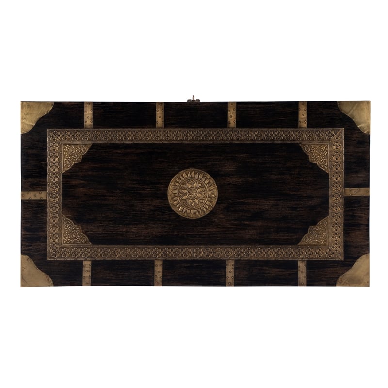 Butler Specialty Company Nador Brass Inlay Trunk Coffee Table - Antique Coffee