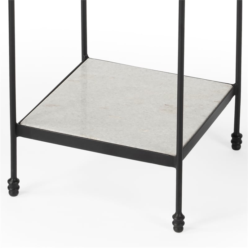 Butler Specialty Company Larkin Outdoor Marble & Iron Side Table In Black