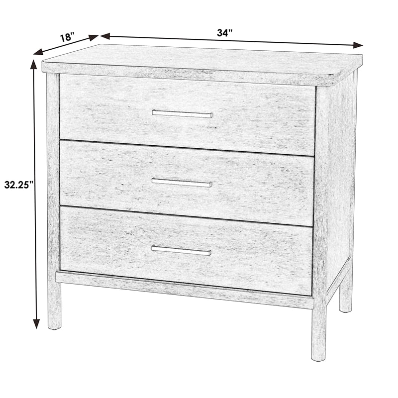 Butler Specialty Company Lennon 3-Drawer Rounded Leg Wood Dresser - Natural