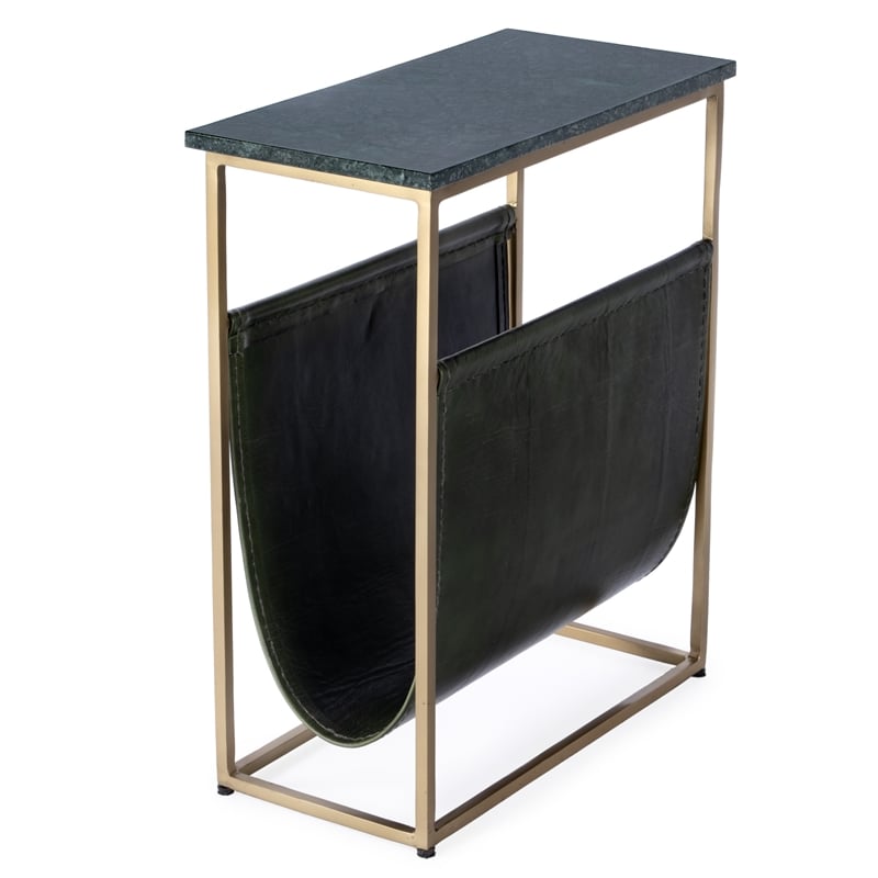 Butler Specialty Company Edie Marble & Leather Magazine Side Table - Green